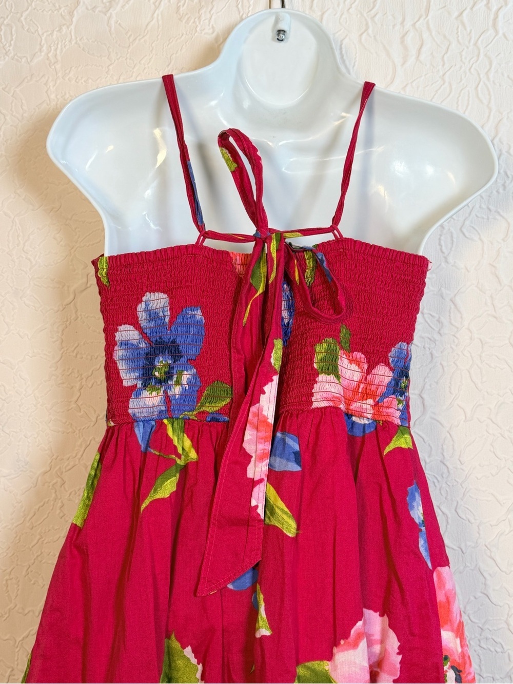 Hollister Fuschia Pink Floral Cotton Lined Summer Dress Sz M - Picture 9 of 13